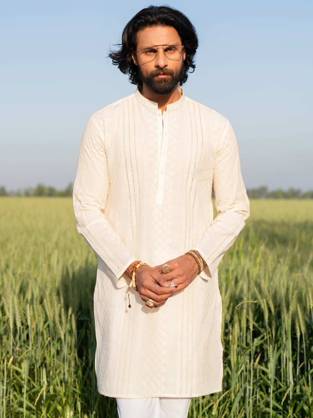Cream Cotton Kurta - AL-K-1255B