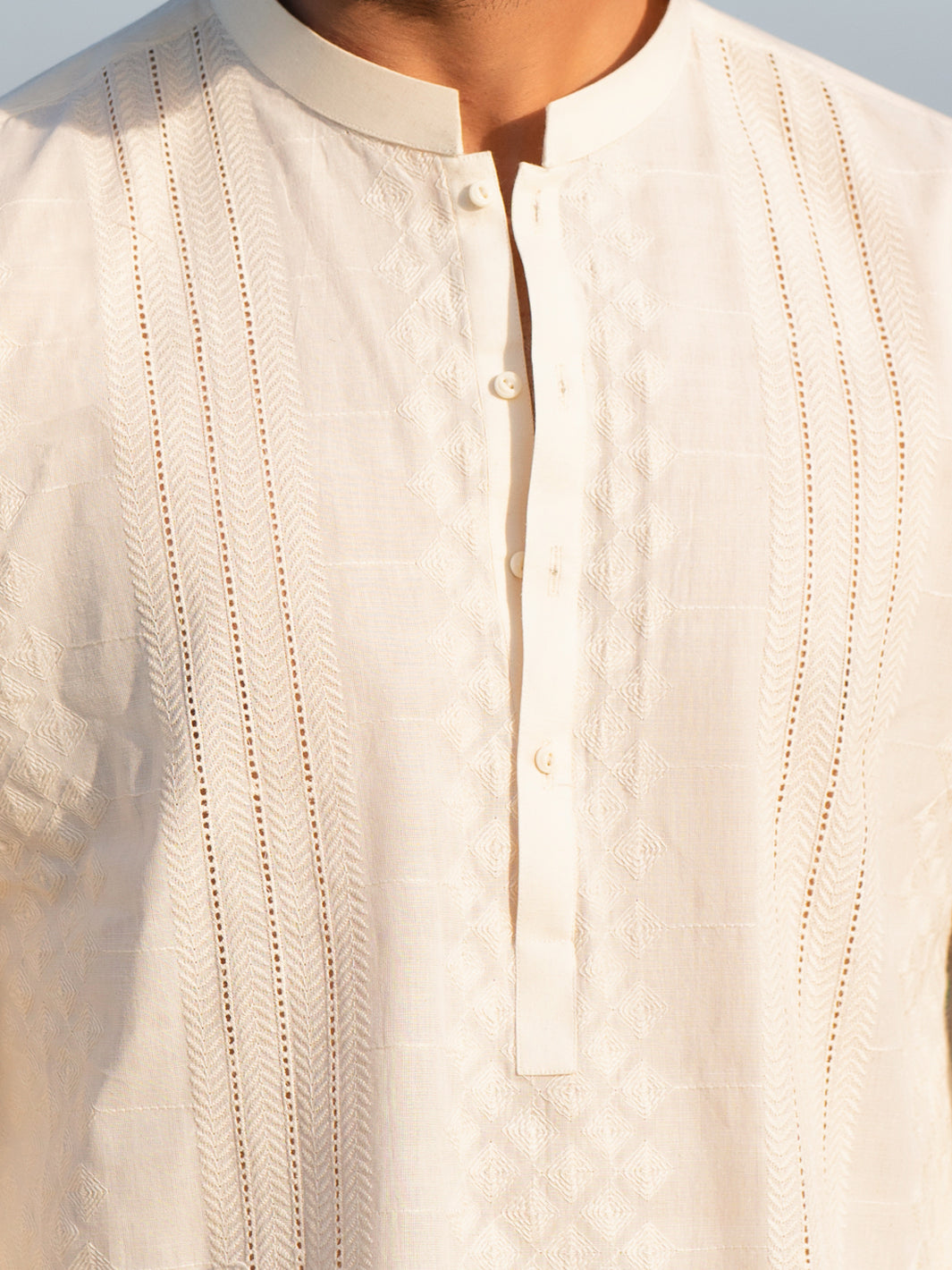 Cream Cotton Kurta - AL-K-1255B
