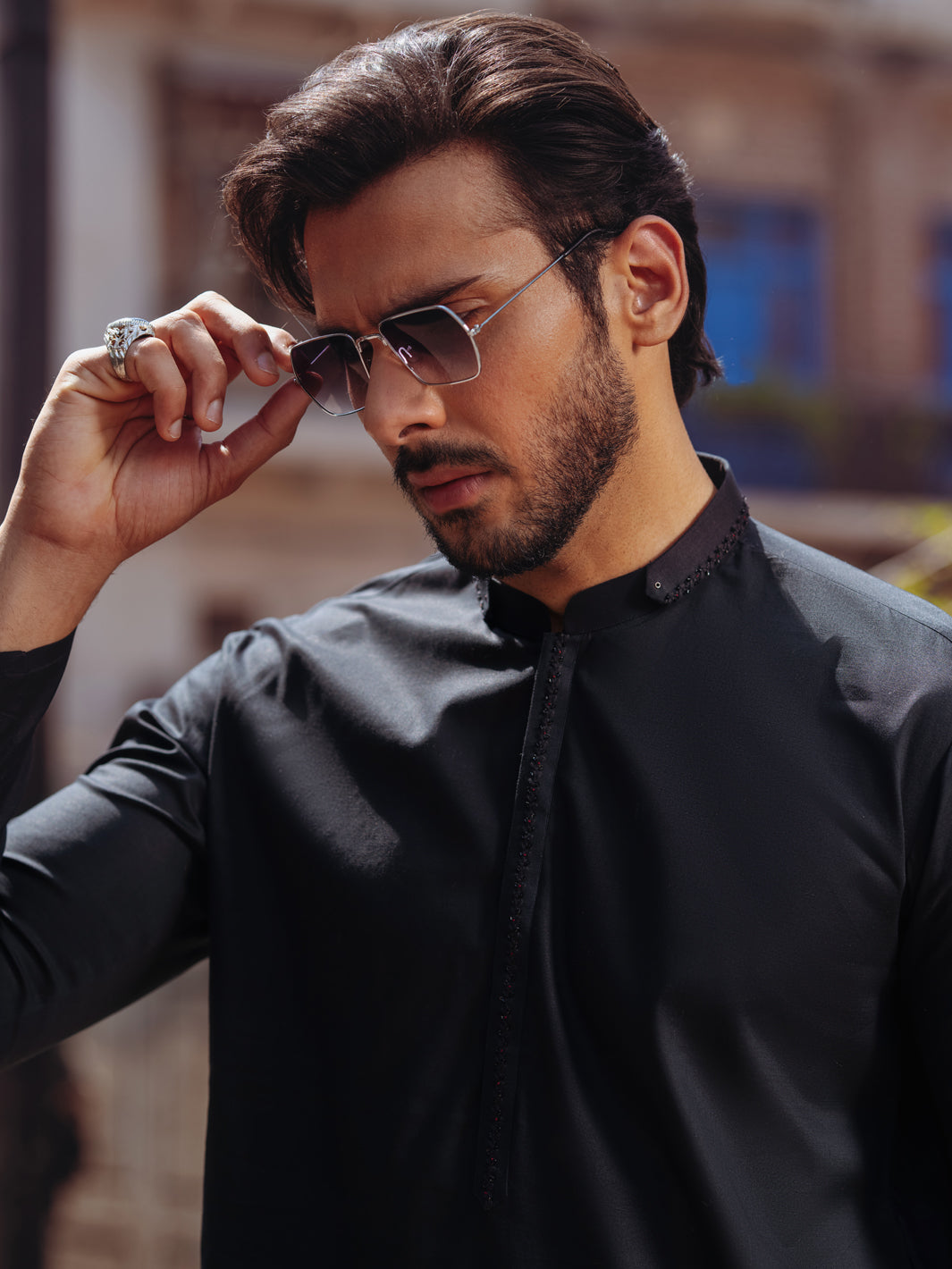 Black Cotton Kurta - AL-K-1264B