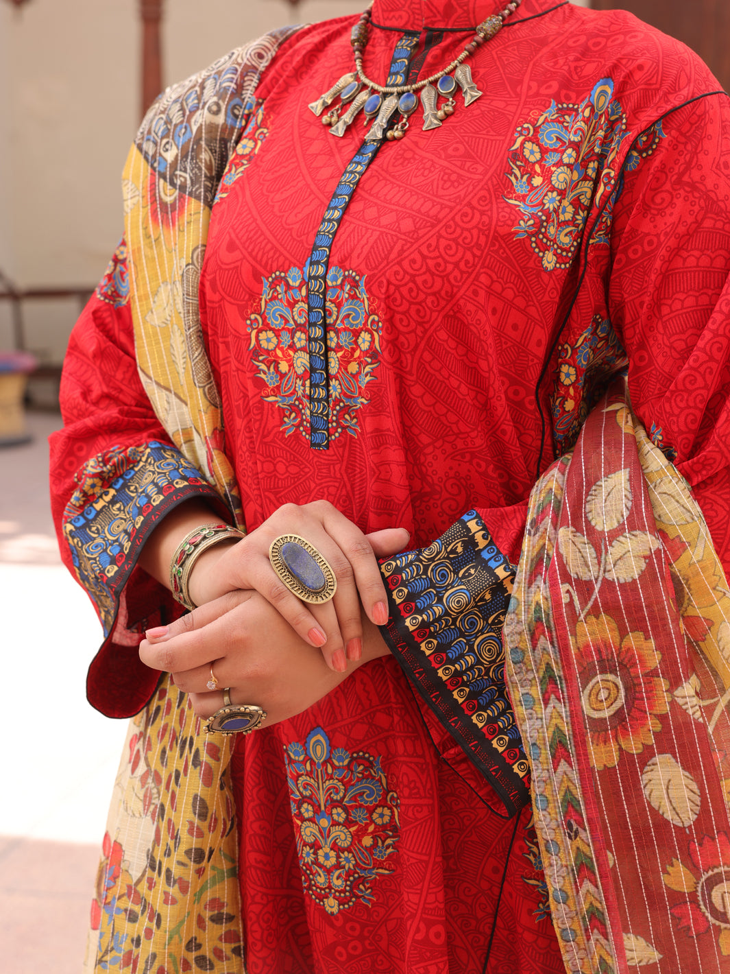 Red Lawn 3 Piece Stitched - ALP-3PS-1606