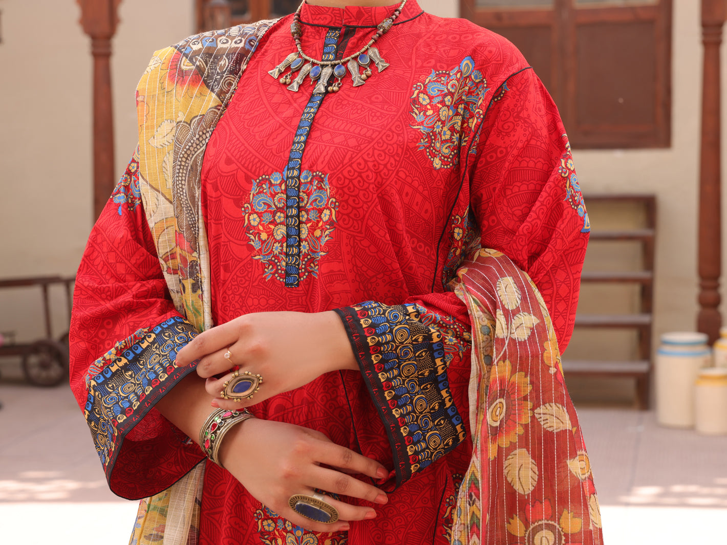 Red Lawn 3 Piece Stitched - ALP-3PS-1606