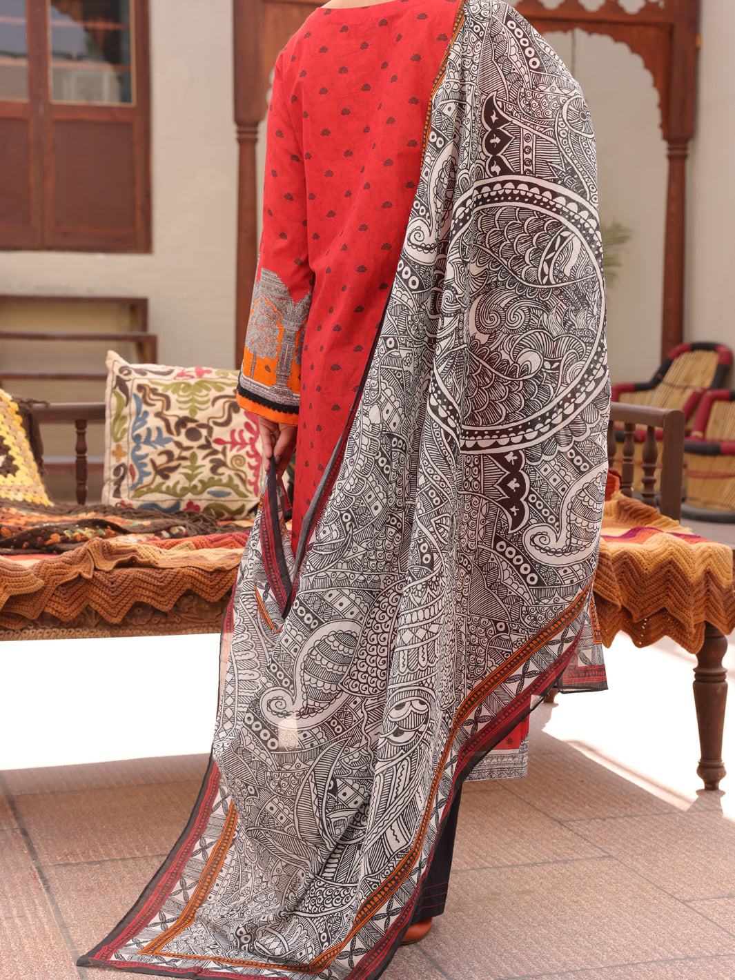 Red Lawn 3Pc Unstitched - ALP-3PS-1611