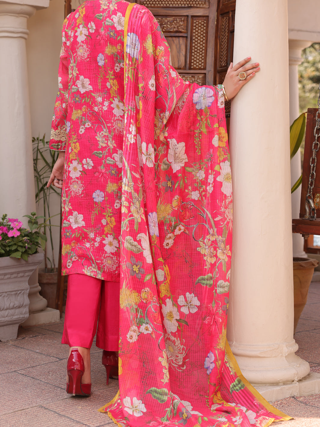 Fuchsia Poly Slub 3 Piece Unstitched - ALP-3PS-1613
