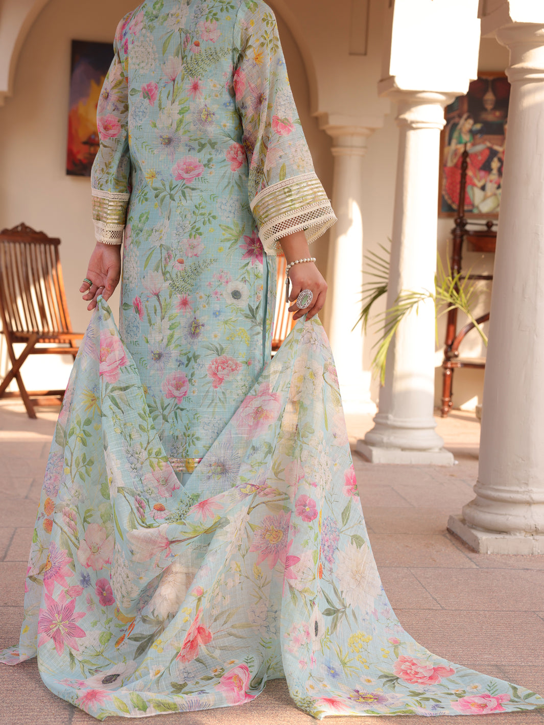 Sage Green Poly Slub 3 Piece Unstitched - ALP-3PS-1614