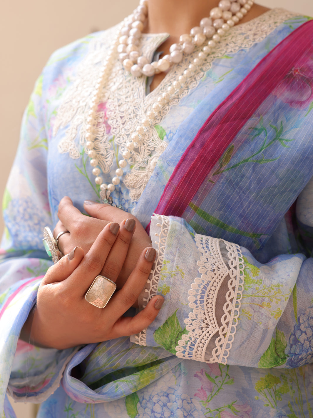 Sky Blue Salsa Silk 3 Piece Unstitched - ALP-3PS-1615
