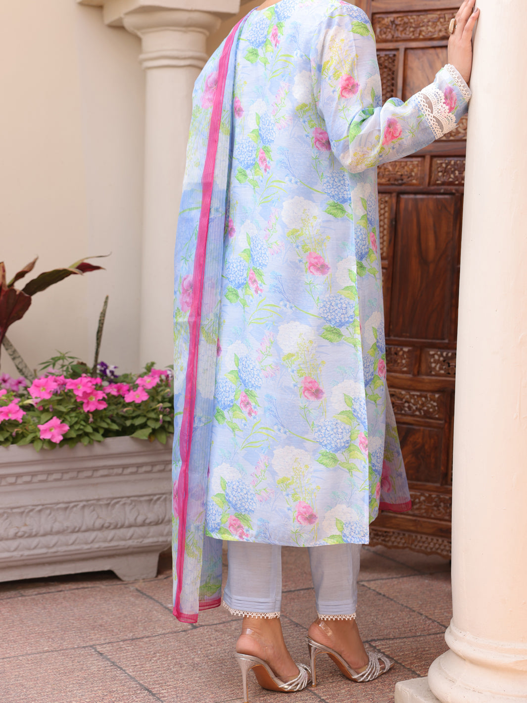 Sky Blue Salsa Silk 3 Piece Unstitched - ALP-3PS-1615
