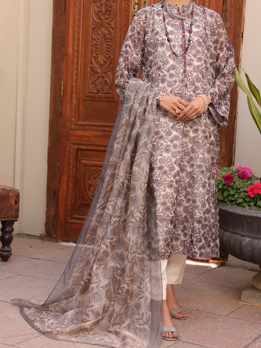 Grey Poly Slub 3 Piece Stitched - ALP-3PS-1616