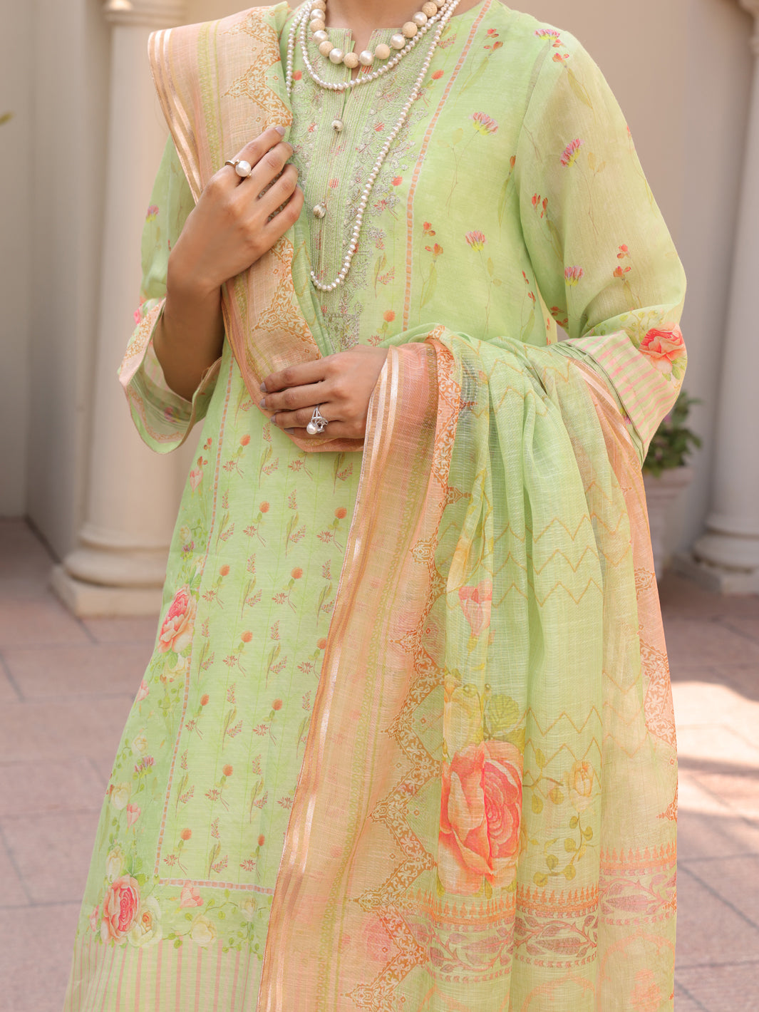 Pista Green Salsa Silk 3Pc Unstitched - ALP-3PS-1618