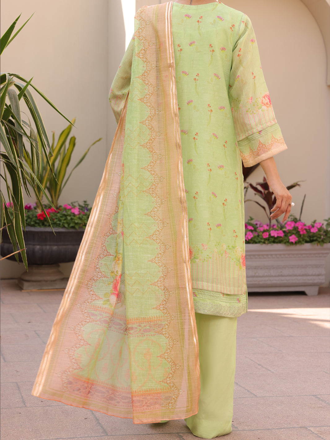 Pista Green Salsa Silk 3Pc Unstitched - ALP-3PS-1618
