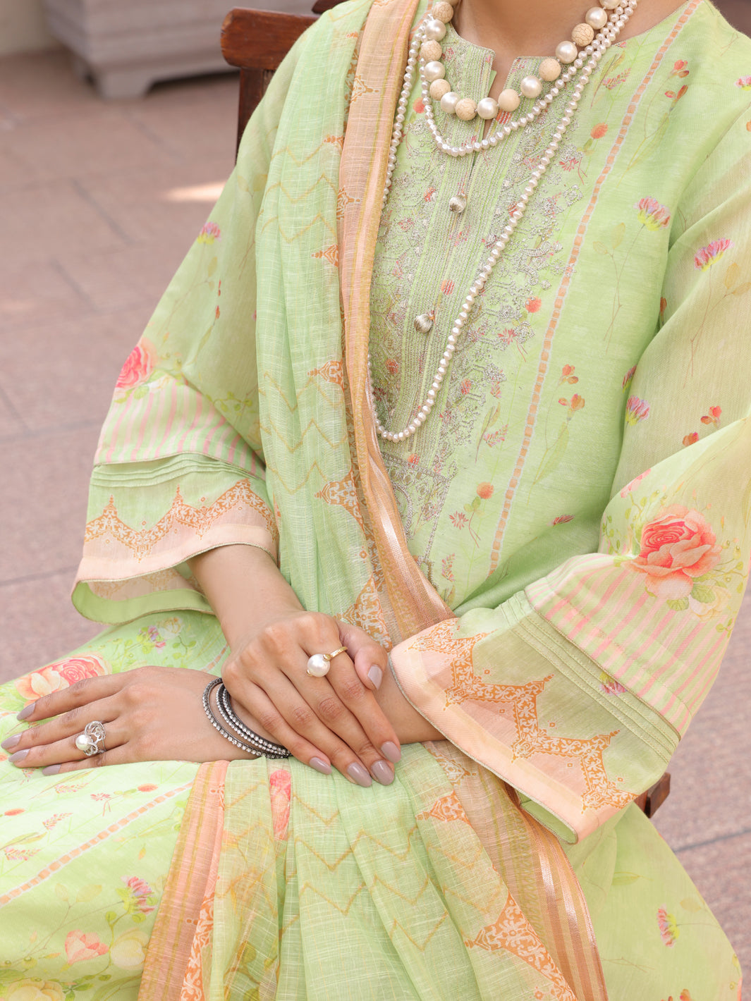 Pista Green Salsa Silk 3Pc Unstitched - ALP-3PS-1618