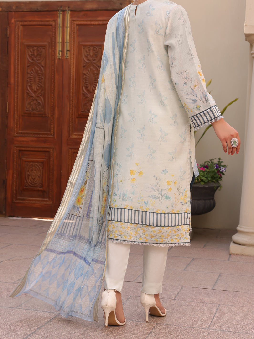 Sky Blue Salsa Silk 3Pc Stitched - ALP-3PS-1619