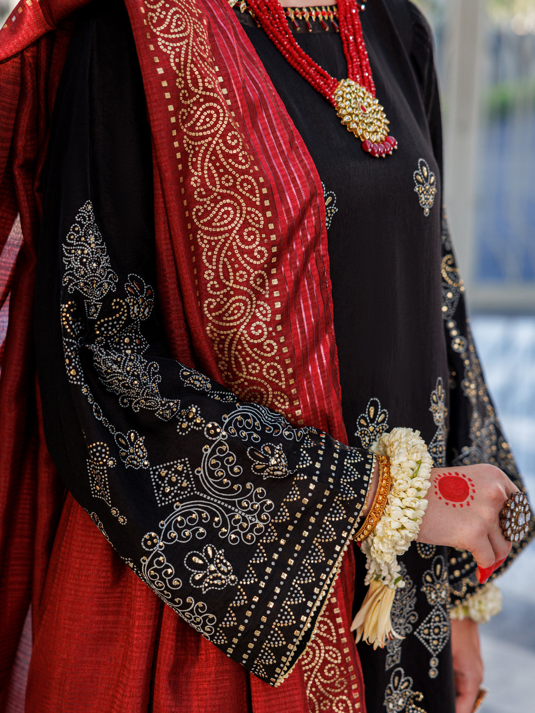 Black Poly-Cotton 3 Piece Stitched - ALP-3PS-1620 - Almirah Online