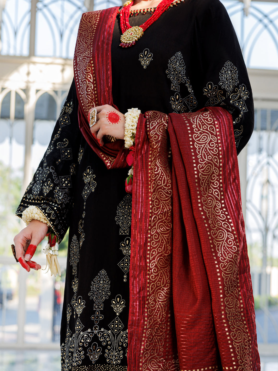 Black Poly-Cotton 3 Piece Stitched - ALP-3PS-1620 - Almirah Online