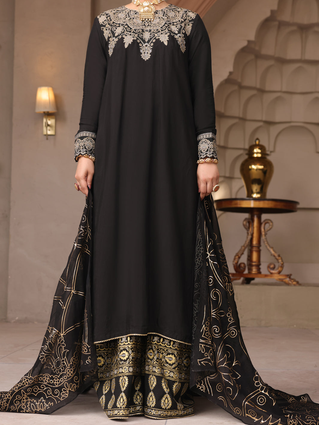 Black Viscose 3 Piece Stitched - ALP-3PS-1647