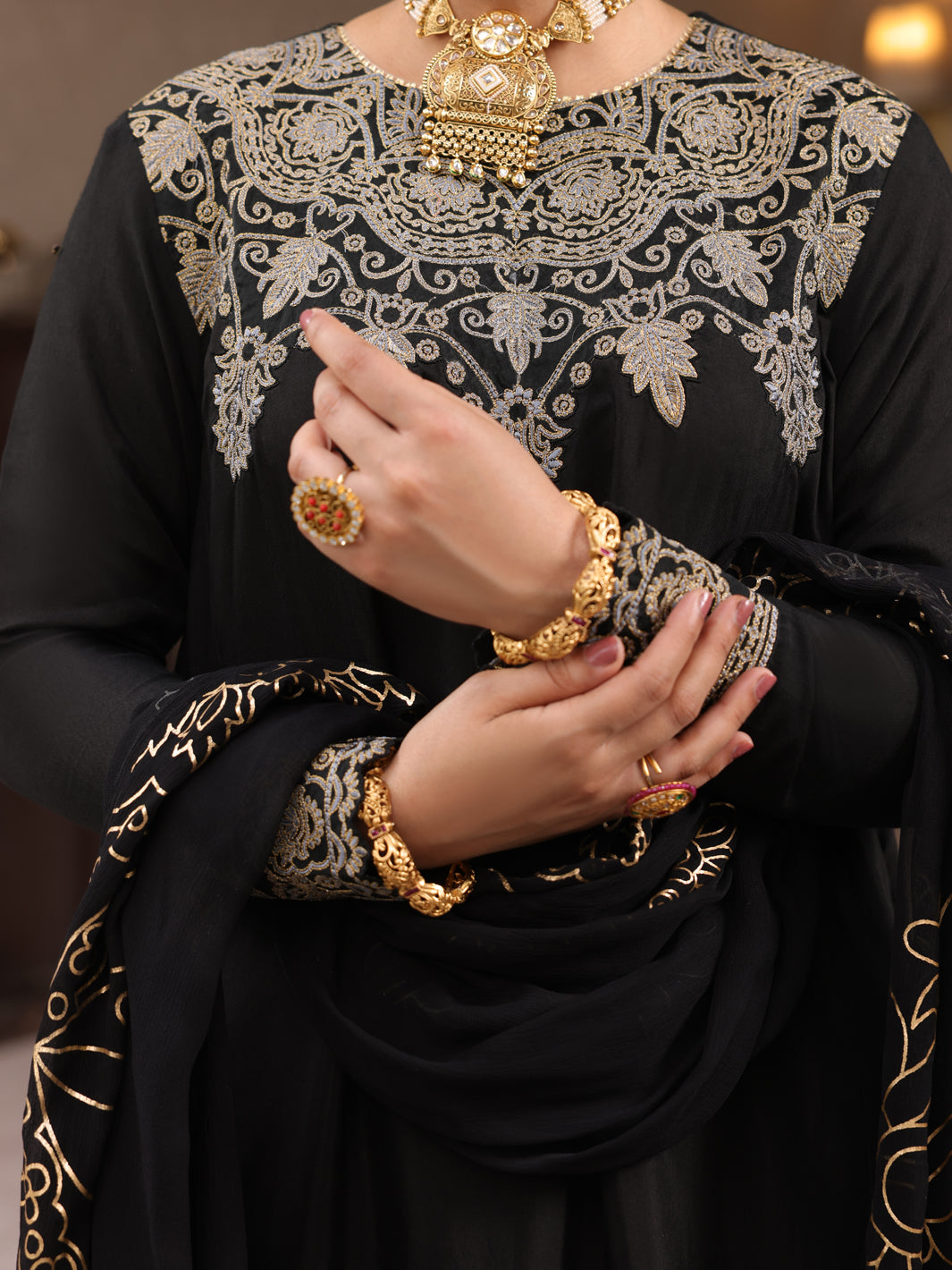Black Viscose 3 Piece Stitched - ALP-3PS-1647