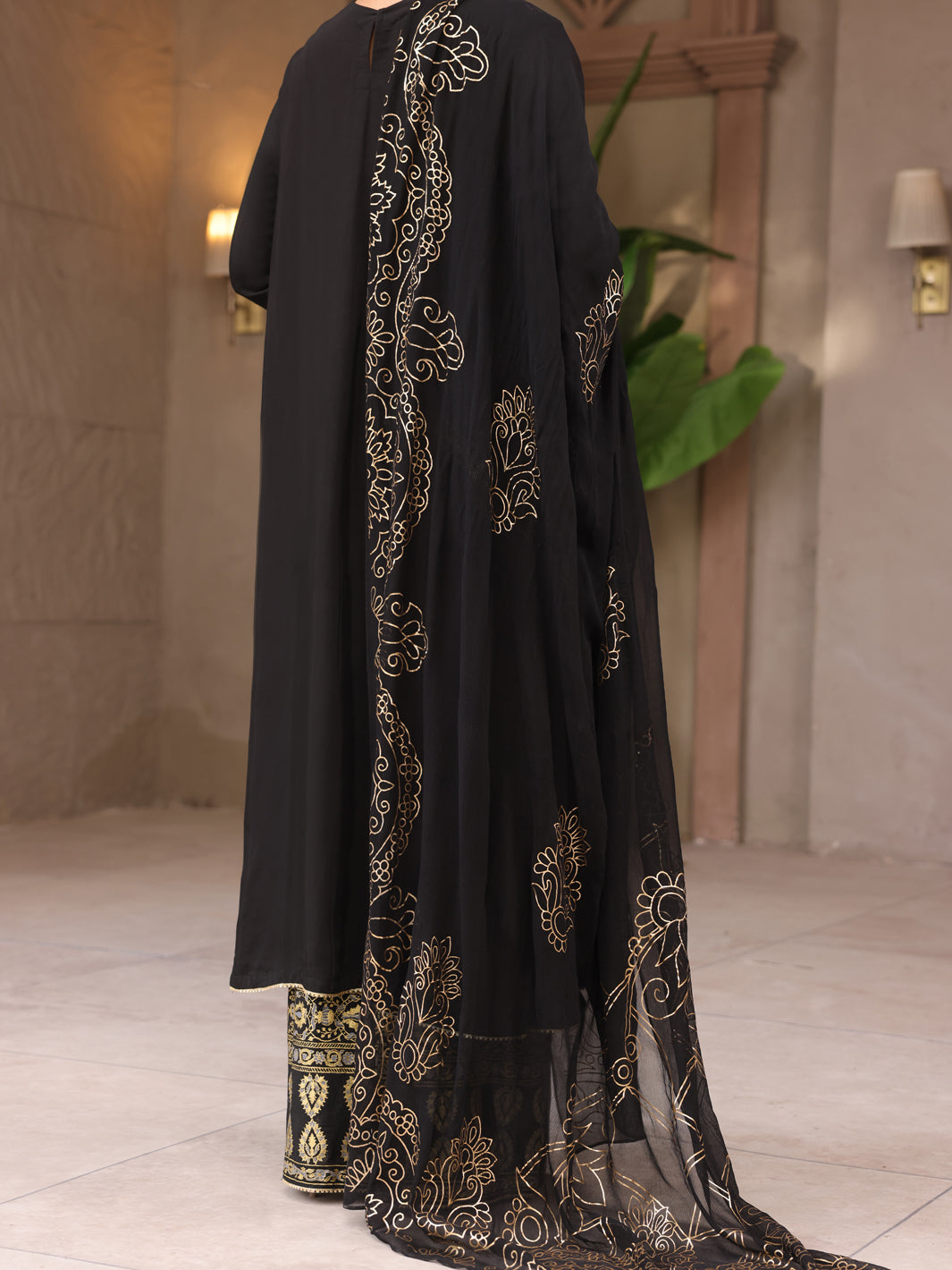 Black Viscose 3 Piece Stitched - ALP-3PS-1647