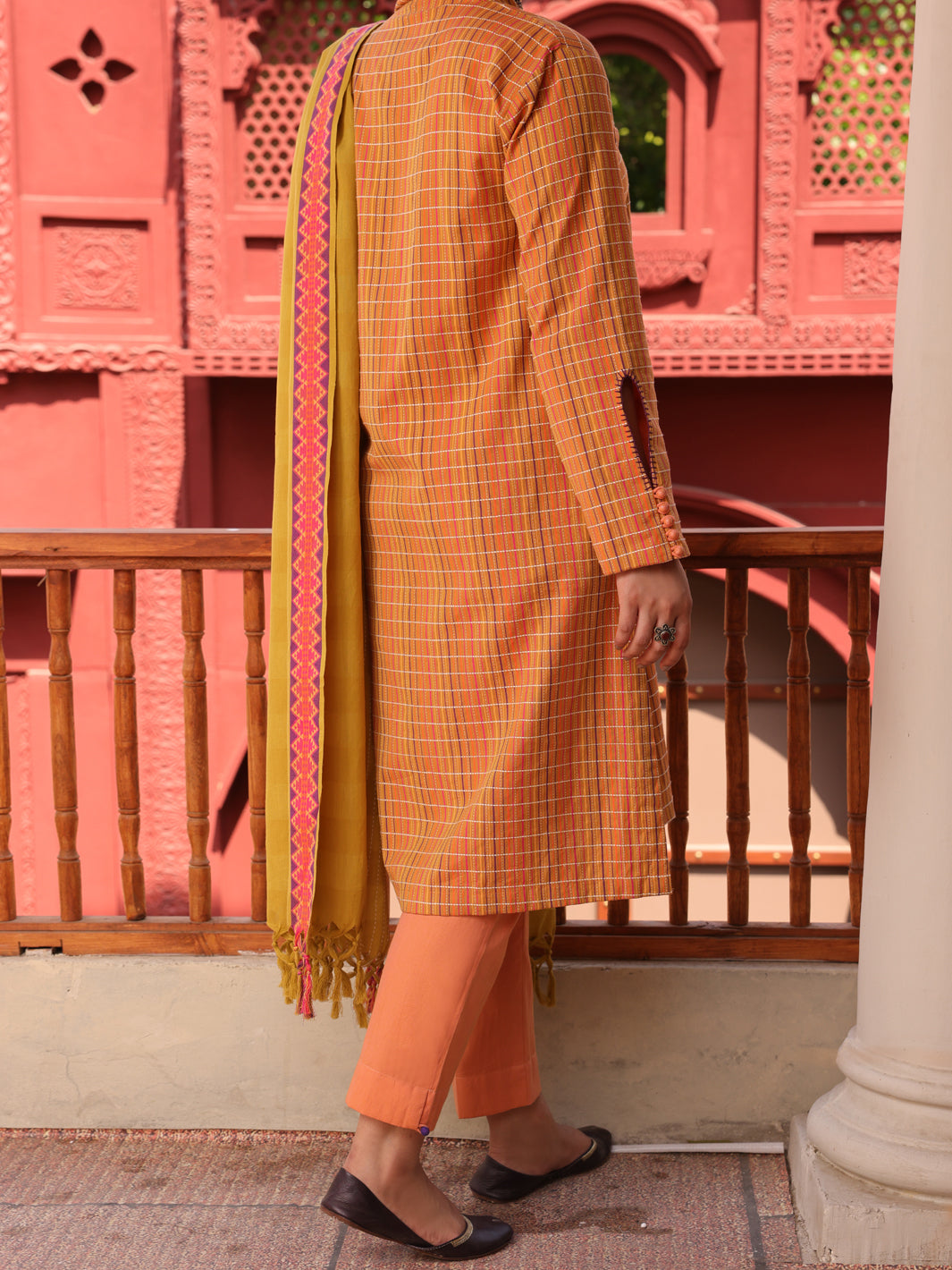 Mustard Yarn Dyed Jacquard 3Pc Unstitched - ALP-3PS-1652