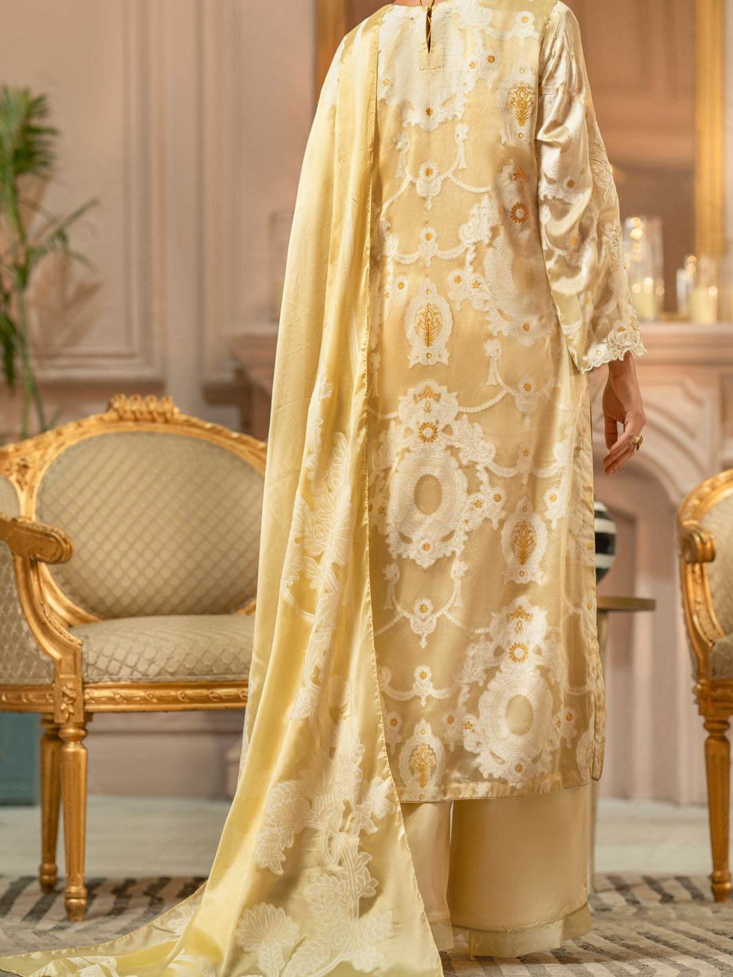 Cream Silk 3Pc Stitched - ALP-3PS-1666