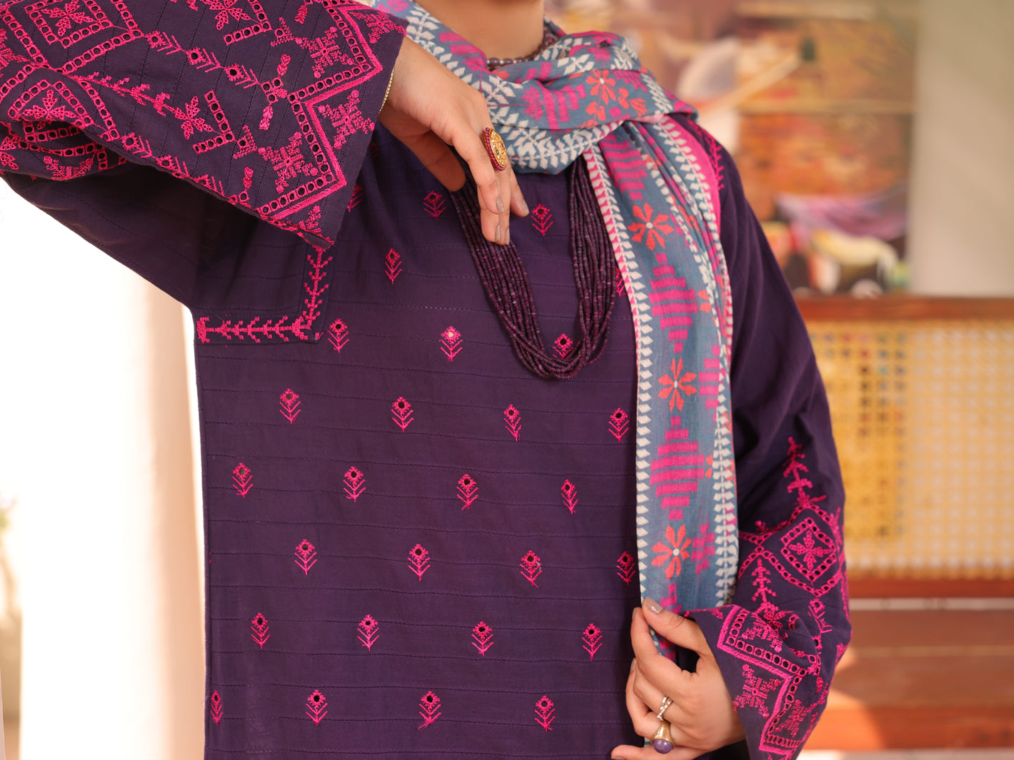 Purple Dobby Lino Kara 3 Piece Stitched - ALP-3PS-1668