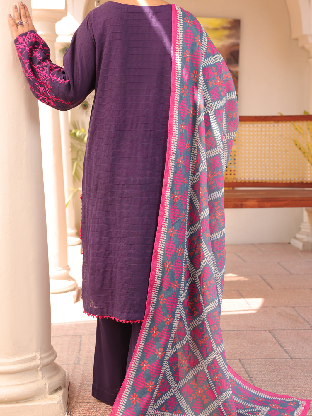 Purple Dobby Lino Kara 3 Piece Stitched - ALP-3PS-1668