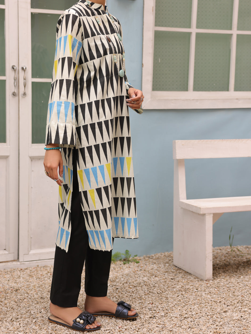 Black & White Cambric 2Pc Stitched - ALP-2PS-LKS-1696