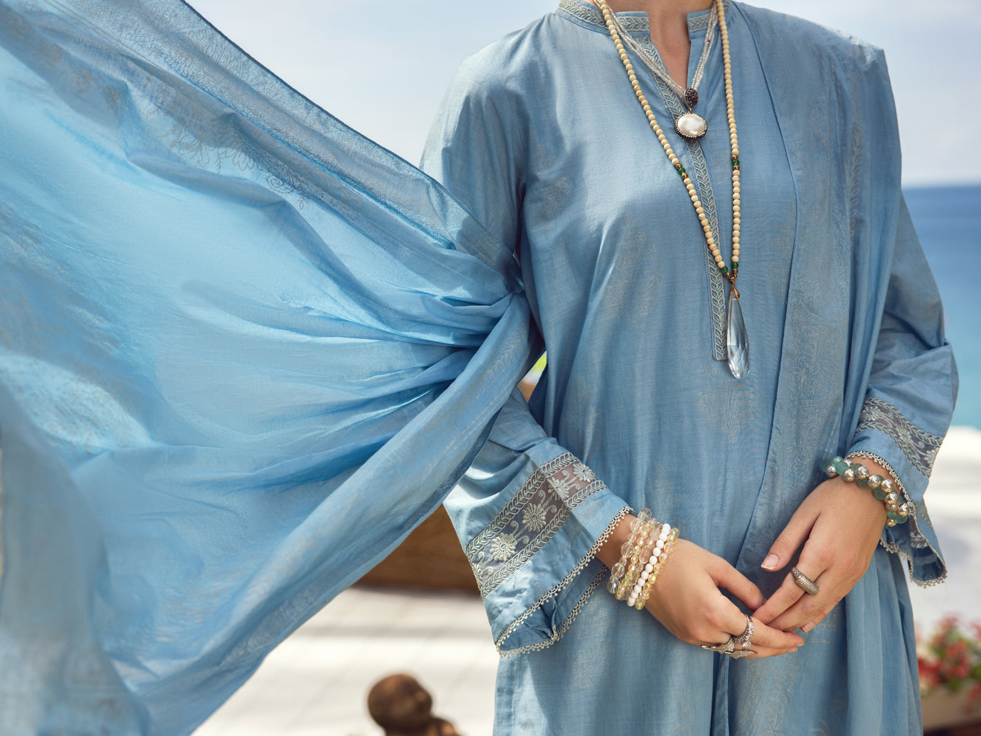Sky Blue Lawn 3Pc Unstitched - ALP-3PS-1731