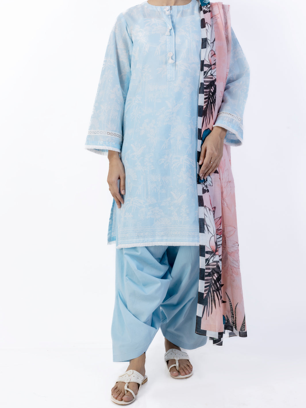 Sky Blue Lawn 3Pc Stitched - ALP-3PS-1749