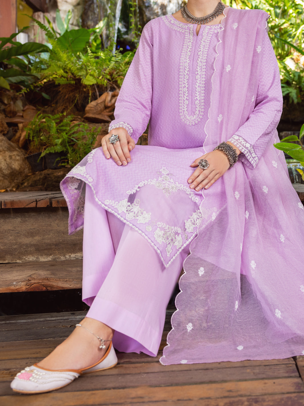 Light Purple Jacquard 3 Piece Stitched - ALP-3PS-1766 - Almirah Online