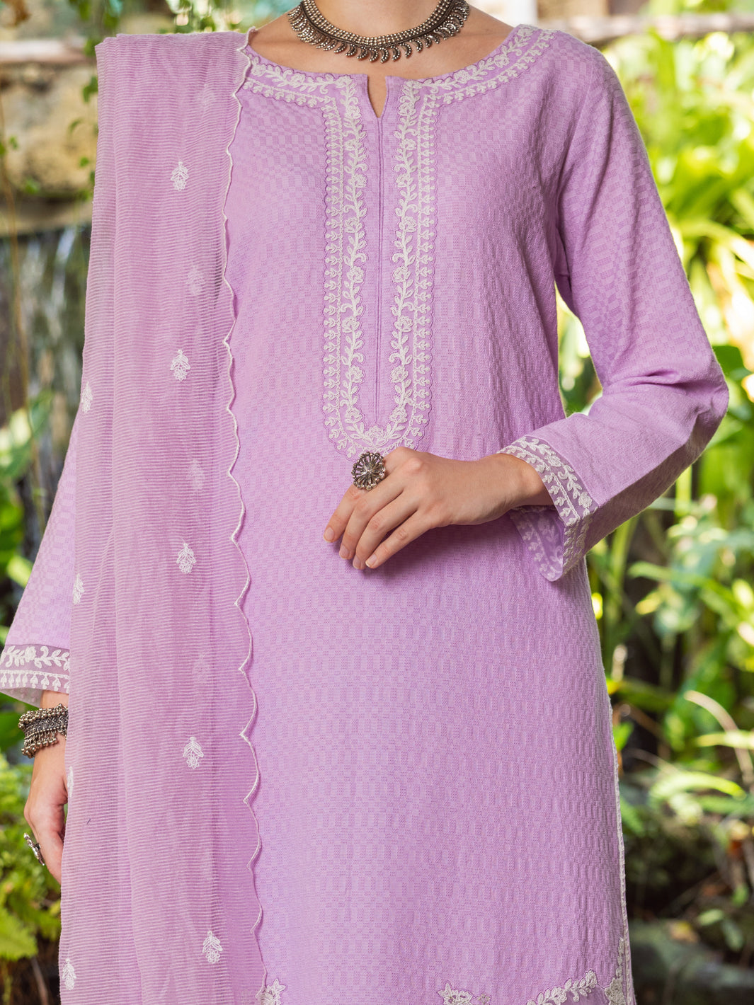Light Purple Jacquard 3 Piece Stitched - ALP-3PS-1766 - Almirah Online