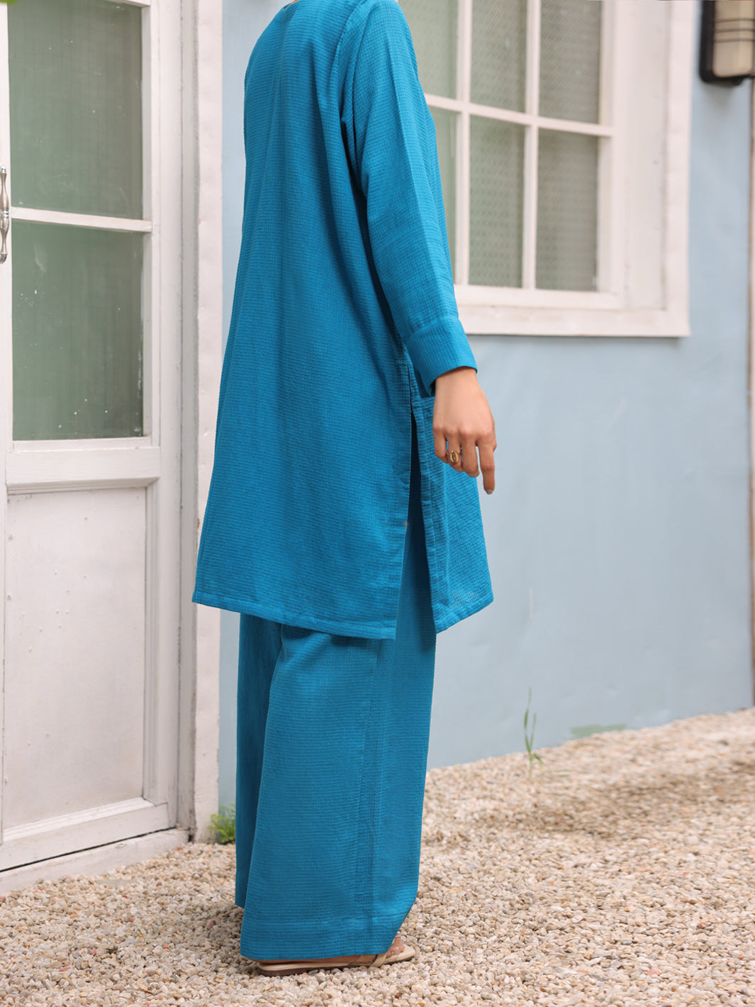 Blue Dobby Jacquard 2 Piece Stitched - ALP-2PS-LKS-1773