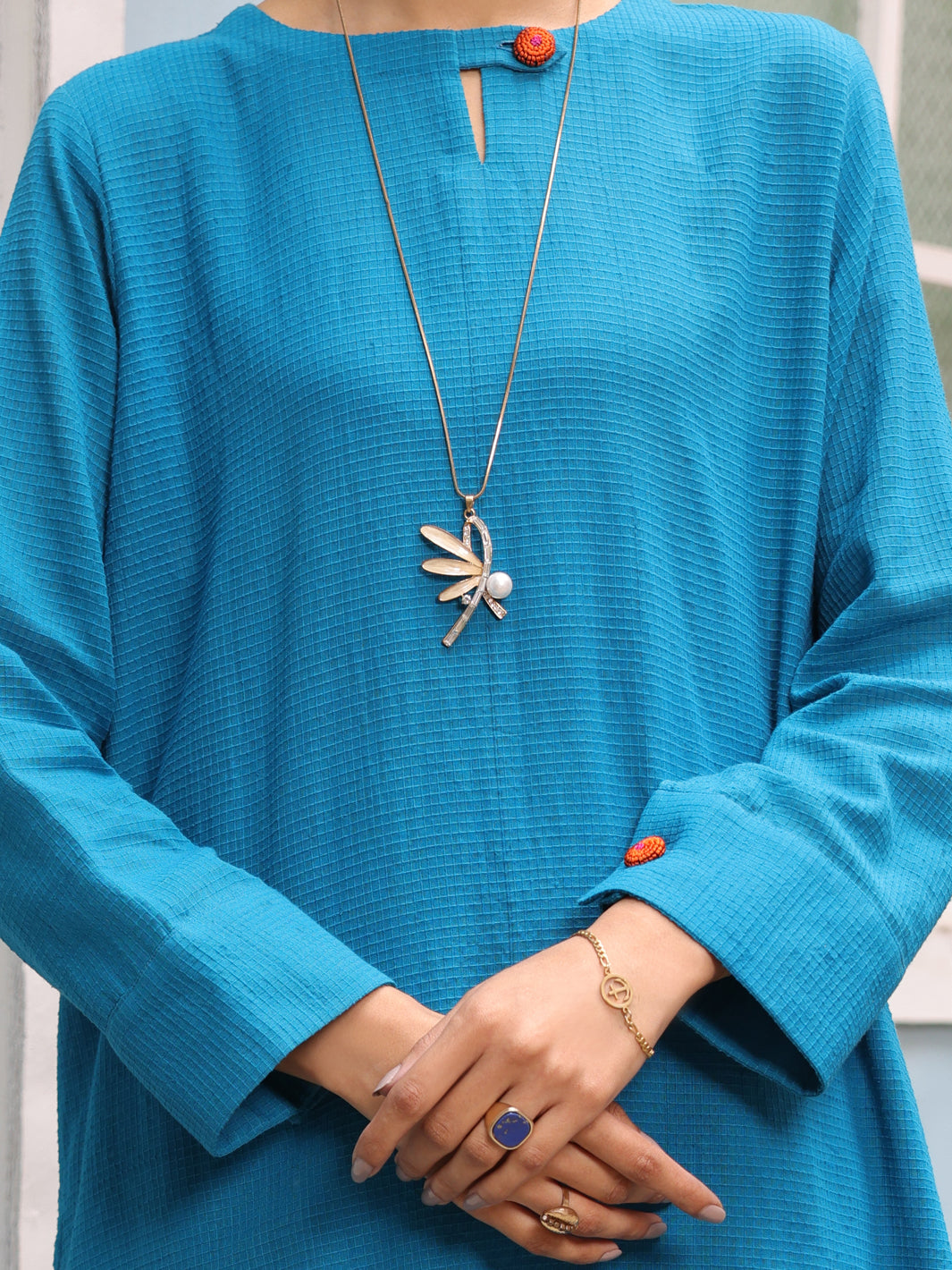 Blue Dobby Jacquard 2 Piece Stitched - ALP-2PS-LKS-1773