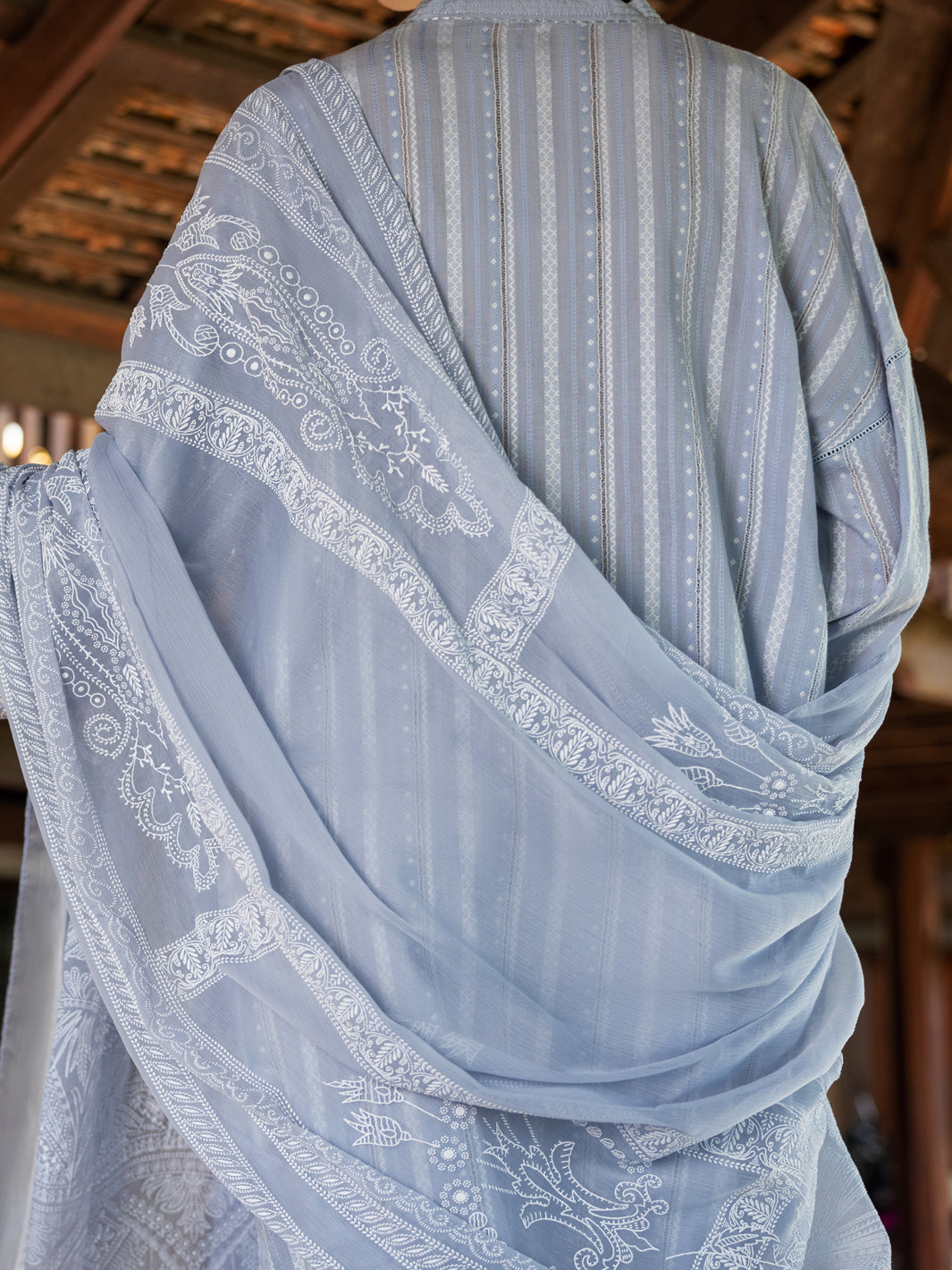 Grey Jacquard 3 Piece Stitched - ALP-3PS-1780 - Almirah Online