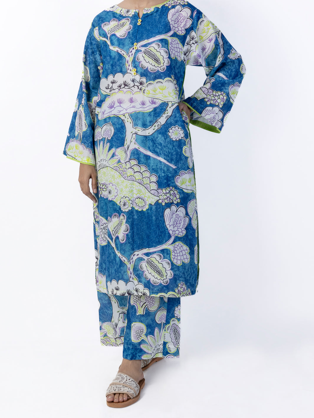Blue Lawn 2 Piece Stitched - ALP-2PS-LKS-1789 - Almirah Online