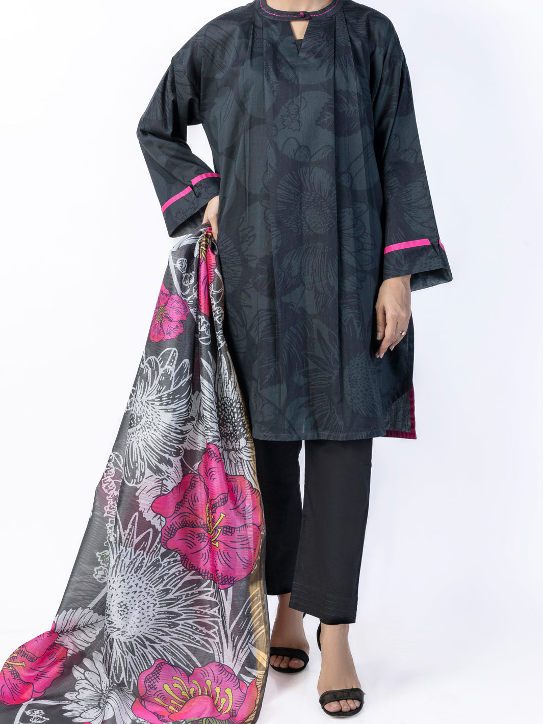 Charcoal Lawn 2 Piece Unstitched - ALP-2PS-1791 - Almirah Online