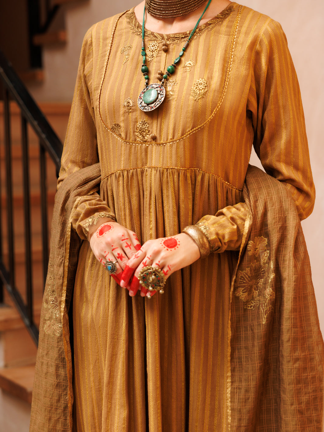 Brown Lino Kara 3 Piece Unstitched - ALP-3PS-1800 - Almirah Online