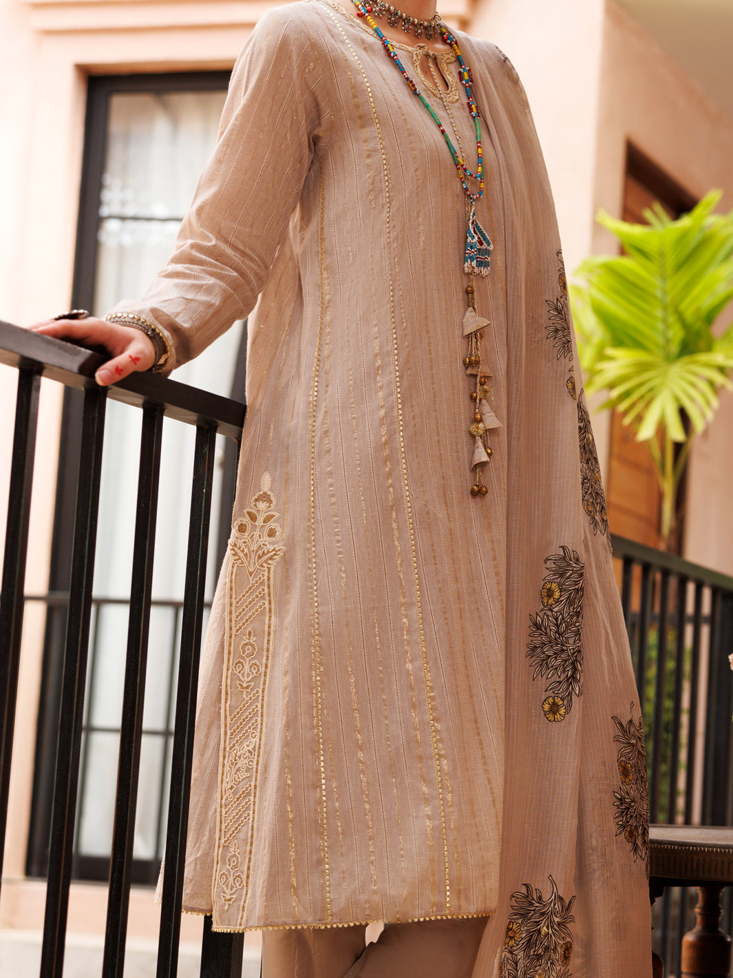 Grey Lino Kara 3 Piece Unstitched - ALP-3PS-1801 - Almirah Online