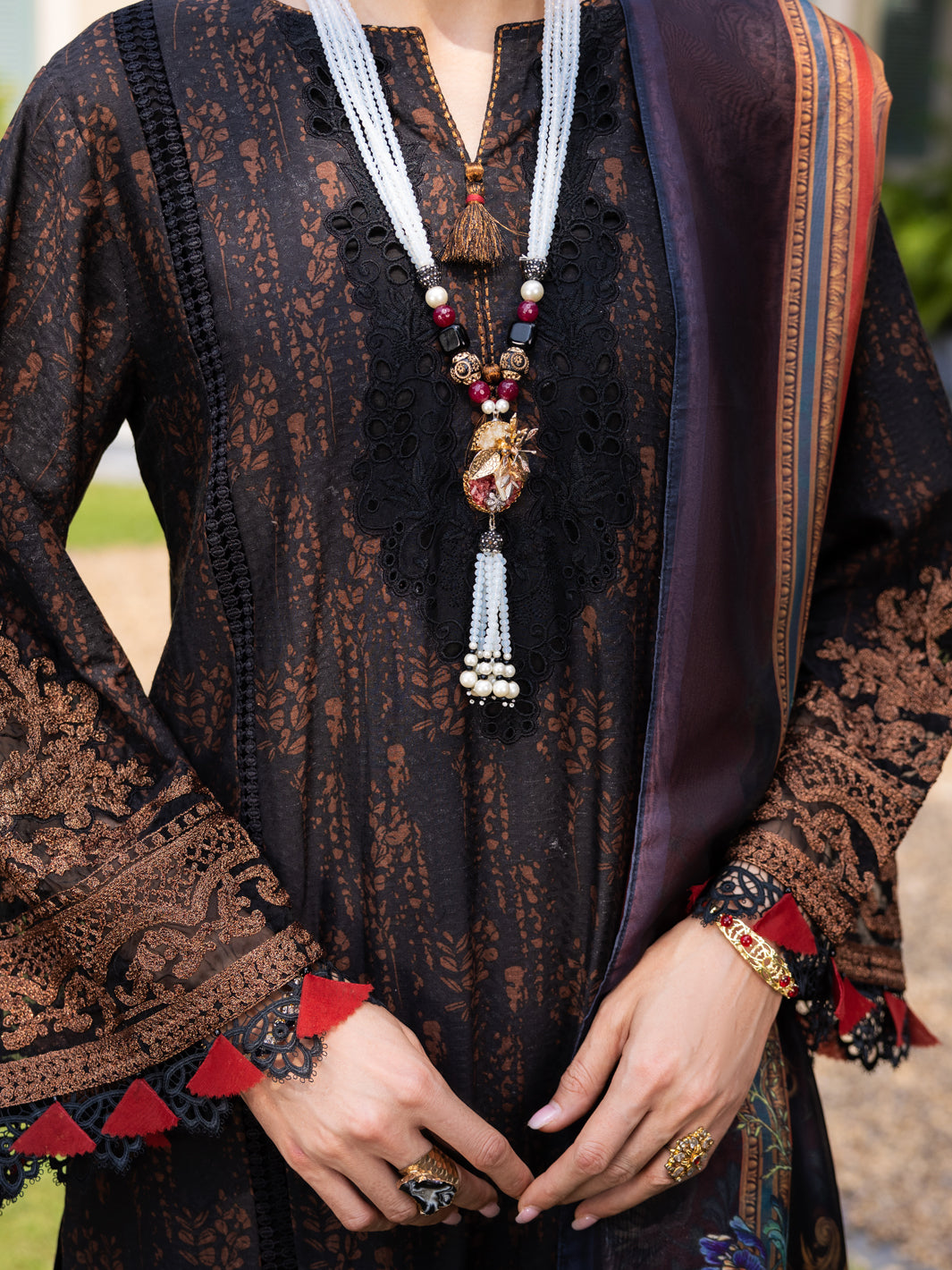 Black Jacquard 3 Piece Unstitched - ALP-3PS-1866 - Almirah Online