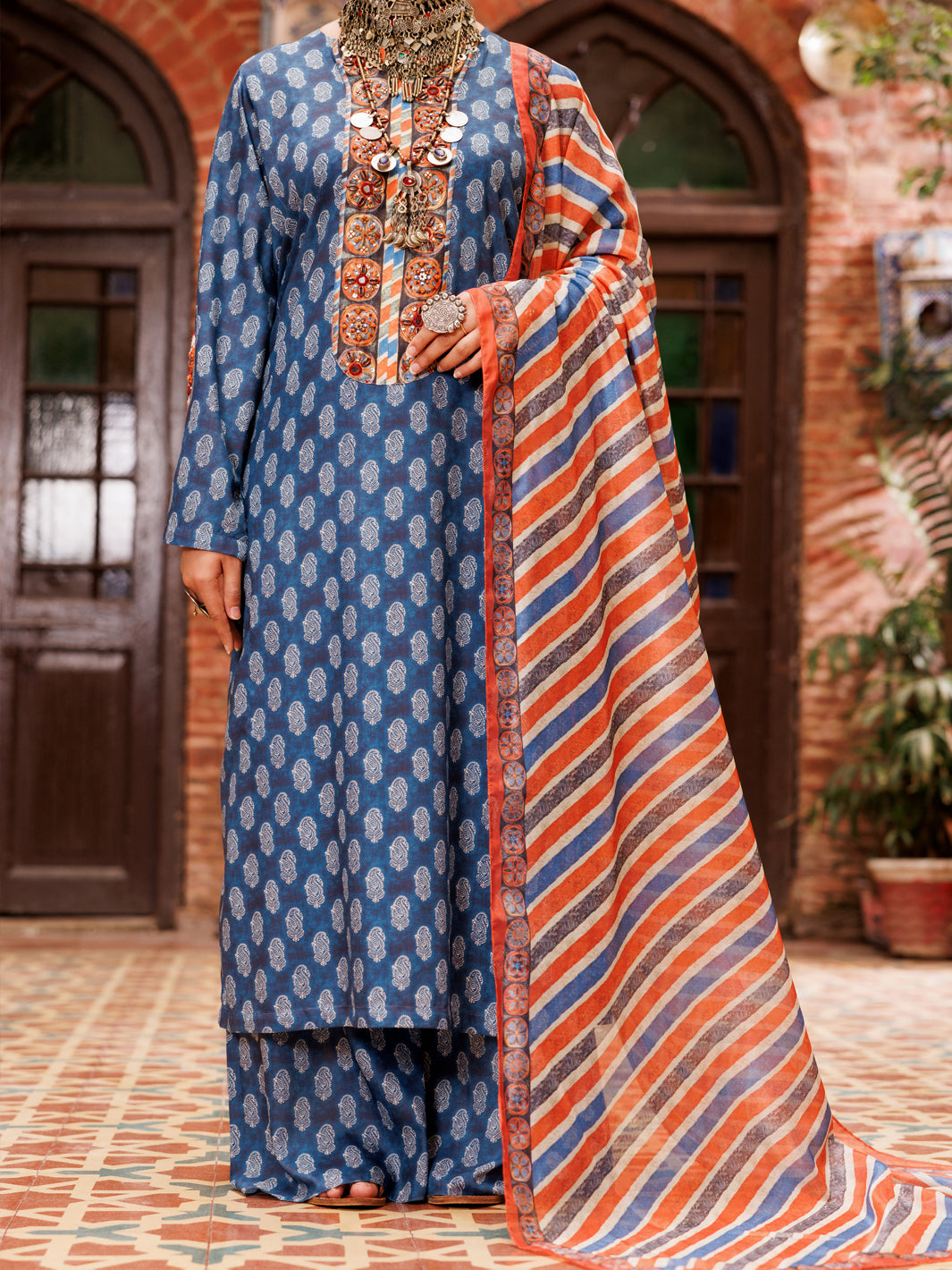 Blue Poly-Lawn 3Pc Stitched - ALP-3PS-1956B