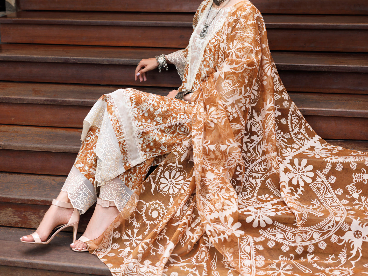 Light Brown Lawn 3 Piece Unstitched - ALP-3PS-1988