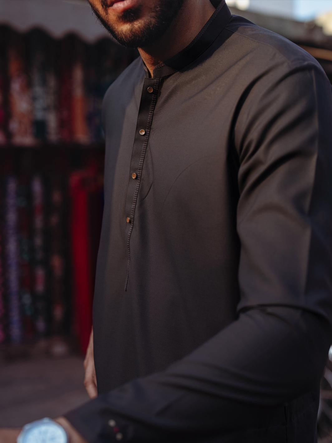 Brown Blended Kurta - ALET-K-2005