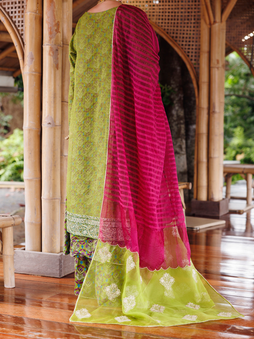 Green Maple Silk 3Pc Unstitched - ALP-3PS-2026