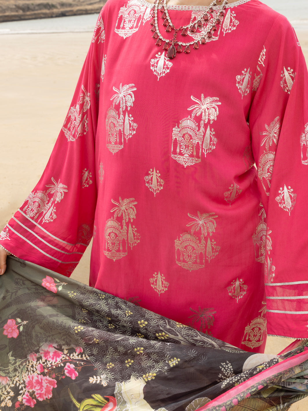 Pink Maple Silk 3 Piece Stitched - ALP-3PS-2044