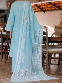 Ice Blue Cotton Dobby 3Pc Stitched - ALP-3PS-2045