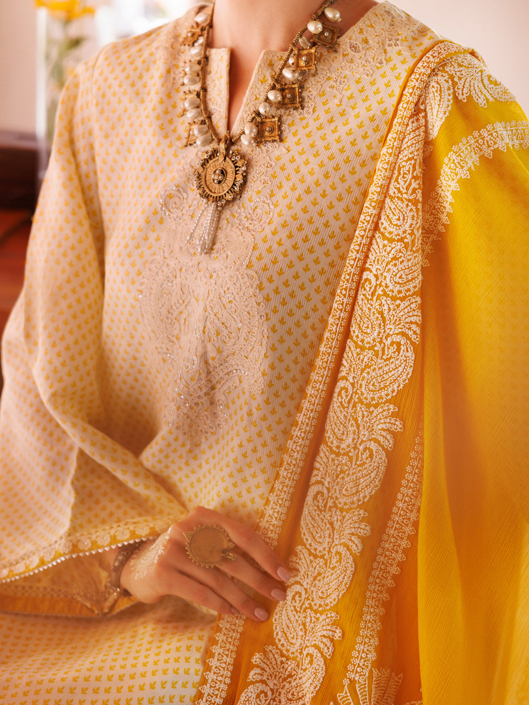 Lemon Square Dobby 3Pc Stitched - ALP-3PS-2047