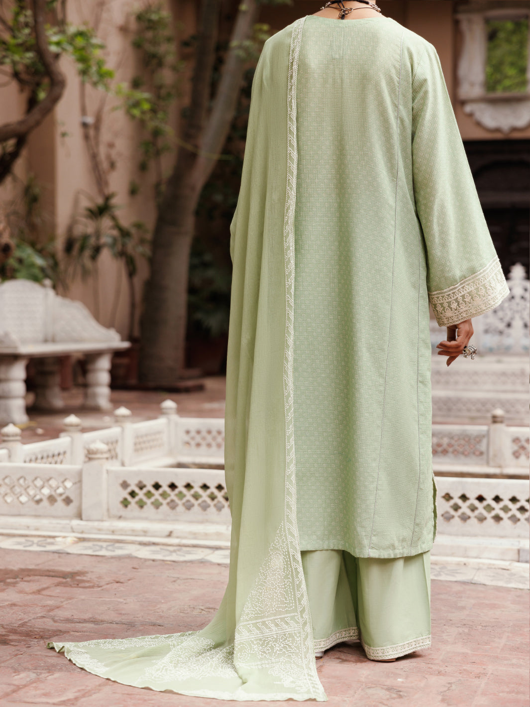 Light Green Cotton Dobby 3Pc Stitched - ALP-3PS-2049
