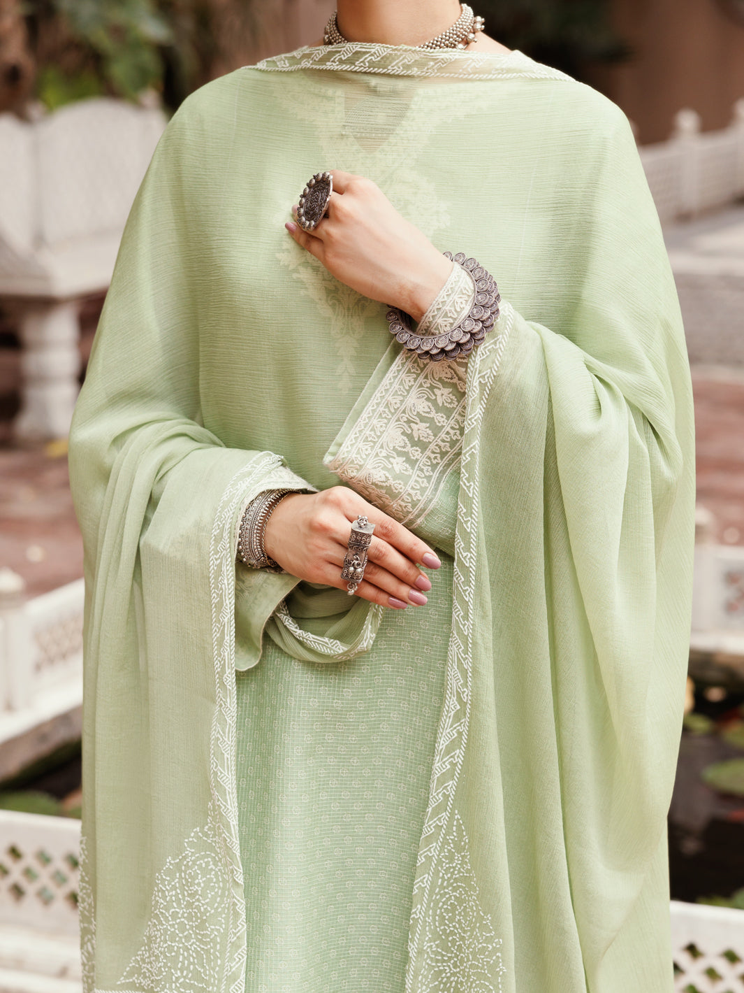 Light Green Cotton Dobby 3Pc Stitched - ALP-3PS-2049