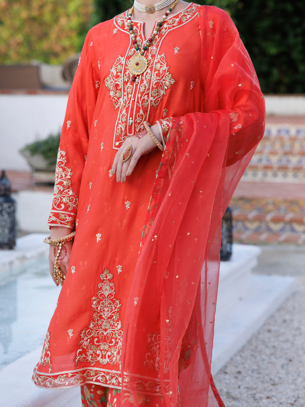 Orange Maple Silk 3Pc Stitched - ALP-3PS-2050
