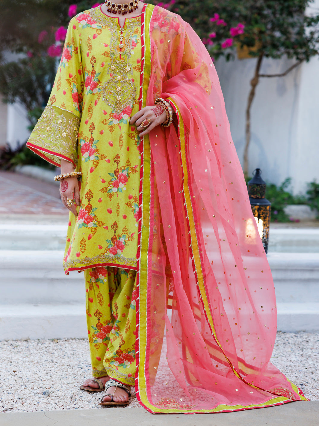 Lemon Green Maple Silk 3Pc Stitched - ALP-3PS-2051