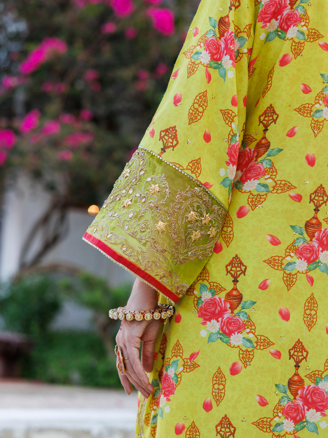 Lemon Green Maple Silk 3Pc Stitched - ALP-3PS-2051