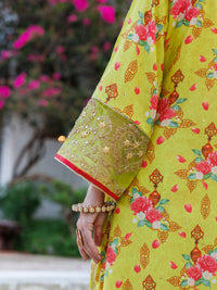 Lemon Green Maple Silk 3Pc Stitched - ALP-3PS-2051